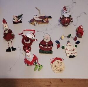 Festive Holiday Santa Ornament Set